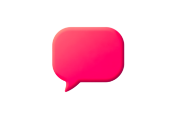 Bright pink speech bubble on a transparent background