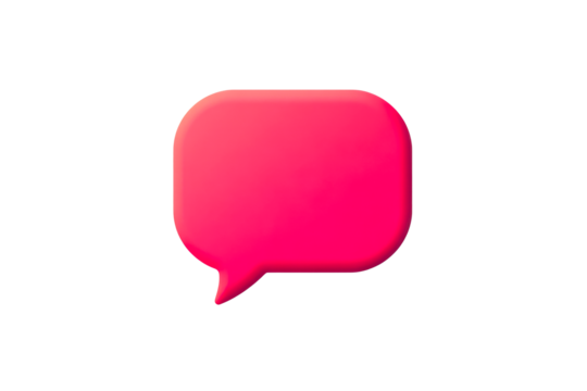 Bright pink speech bubble on a transparent background