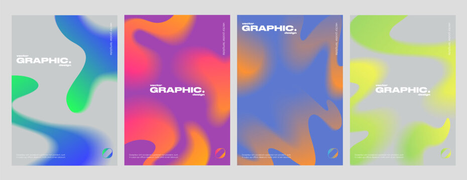 Minimal Posters with blurry colorful shapes. Vector graphics.