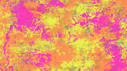 Vibrant abstract background featuring splashes of pink, yellow, and orange paint