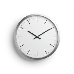 Minimalist Wall Clock Showing Time on a White Background in Studio