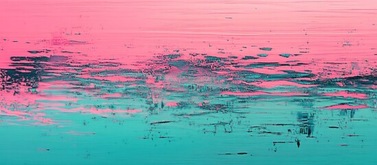 Abstract pink and teal textured art.