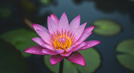 Stunning Pink Water Lily Flower Bloom