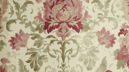 Elegant Floral Pattern Design with Soft Pink and Green Color Palette on Light Background