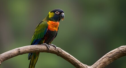 Obraz premium blue and yellow macaw on branch, blue and yellow macaw, blue and gold macaw, a parrot, beautiful parrot, parrot is sitting on tree branch, ai generated