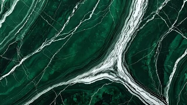 Dark green marble texture with unique and artistic natural white vein pattern.