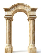 Obraz premium A Roman archway made of marble, white background