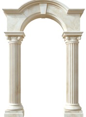 Obraz premium A Roman archway made of marble, white background