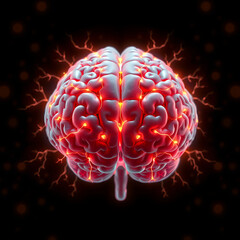 Human Brain Illuminated by Golden Sunlight: Symbol of Intelligence, Creativity, and Neuroscience, Perfect for Medical, Educational, or Conceptual Themes