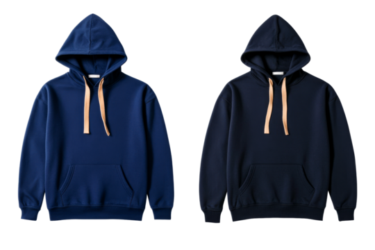 Hoodies with adjustable drawstrings on clear background