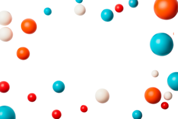 Colorful spheres floating on a transparent background in various sizes
