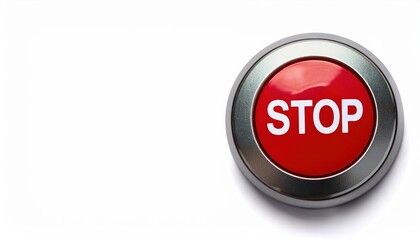 Red stop button on white background
