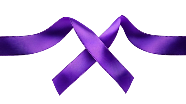 Purple ribbon symbolizing support for many causes on transparent background
