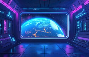 Futuristic spaceship interior