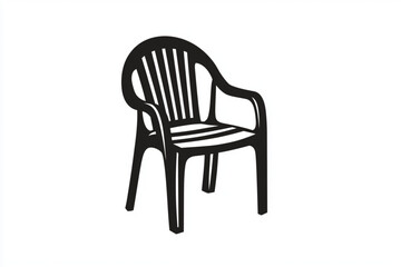 Isolated black plastic chair on a white background view