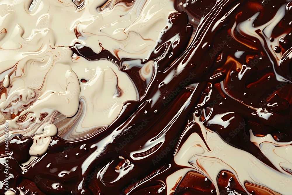 Leinwandbilder glossy melted chocolate droplets flowing over a creamy background create an indulgent visual treat g