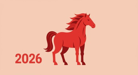 Red horse illustration: 2026 year of the horse chinese zodiac art
