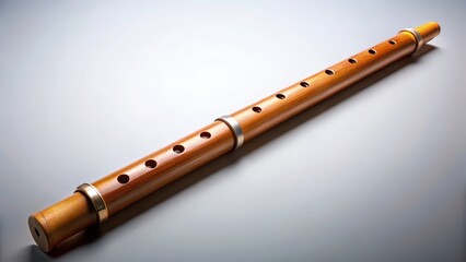 Fototapeta premium Wooden Flute on White Background