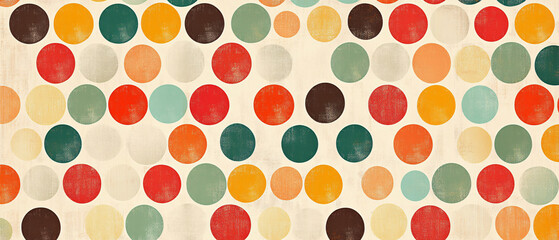 Vintage-inspired polka dot pattern with warm earthy colors creating a nostalgic and playful visual effect  
