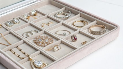 Jewelry Storage Box with Assorted Jewelry