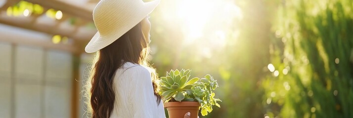 Woman White Dress Green Nature Serenity