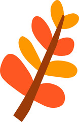 vector illustration of leaf branch with autumn color. hand drawn floral leaf ornament.