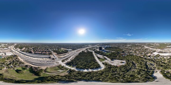 Aerial view of highway 290 in south Austin near Oak Hill