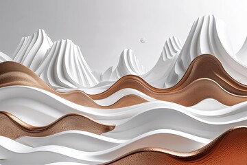 Minimalist White and Bronze Template Featuring Wave Patterns in a Virtual Landscape Design