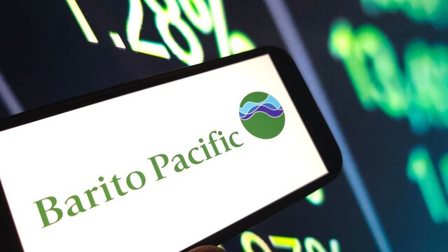 Konskie, Poland - March 14, 2025: Barito Pacific company logo displayed on mobile phone