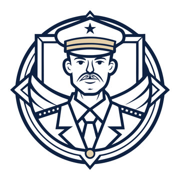 military officer portrait badge design clip art preview
