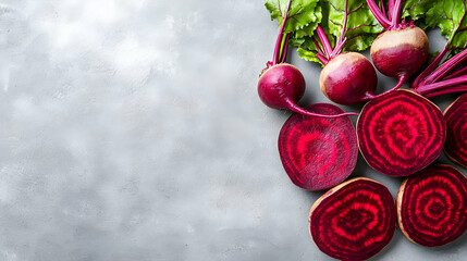 Fresh Beetroot Slices On Gray Background