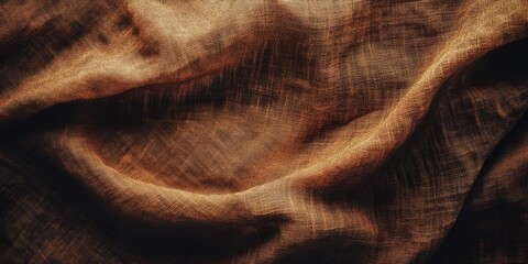 Earthy Textile: Abstract capture of folded, textured fabric in warm earthy tones. Capturing subtle shadows and rich details
