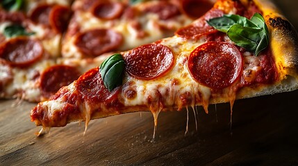 Delicious Pepperoni Pizza Slice Dropping.