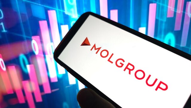Konskie, Poland - March 17, 2025: MOL Group company logo displayed on mobile phone