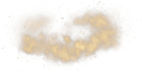 A soft golden-brown dust cloud drifts through the air, illuminated by tiny glowing particles. The misty texture gives it an ethereal, magical feel, resembling cosmic dust or desert sand in motion.