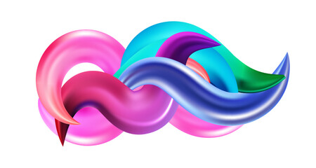 3D abstraction, vector brush strokes, gradient grid, interlacing colors, design elements with colorful wave flow for your design project, for a festive poster or banner. Vector illustration