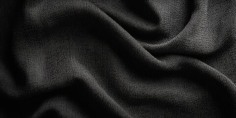 Fototapeta premium Textured Elegance: A dark, draped textile exhibits rich texture and flowing folds, showcasing the subtle interplay of light and shadow.