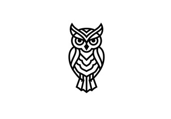 Fototapeta premium Geometric Owl Line Art Design Elegant Minimalist Bird Illustration