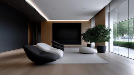 Modern minimalist lounge area