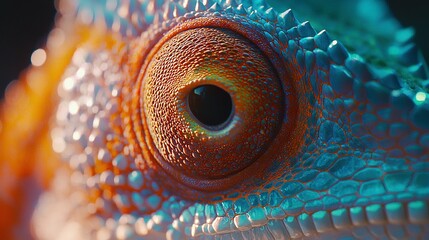   A macro shot of a lizard's eye with water droplets on its skin, set against a dark background