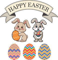 cute easter bunnies and eggs for easter monday bundle