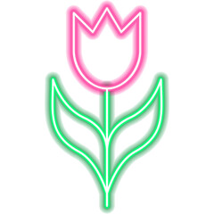 Tulip Neon Sign. Illustration of Religious Holiday. Seasonal Greetings.