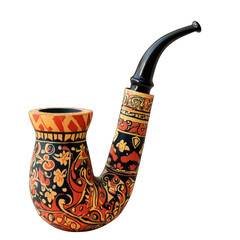 Persian pipe, decorated with intricate patterns, isolated on transparent background