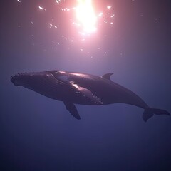 Fototapeta premium Underwater Whale Sunlight