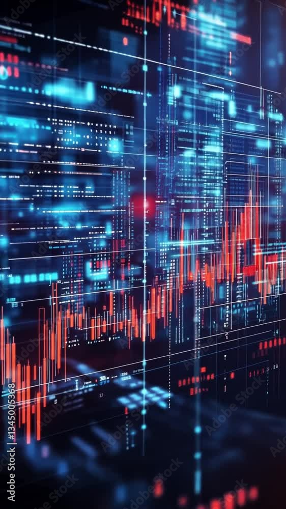 Poster abstract data visualization with graphs and digital elements