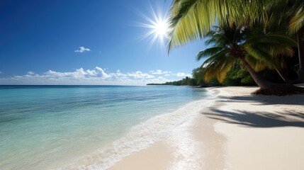Fototapeta premium Tropical beach paradise. Sunlit turquoise waters
