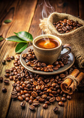 Aromatic Espresso with Roasted Coffee Beans
