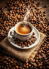 Steaming Cup of Freshly Brewed Coffee
