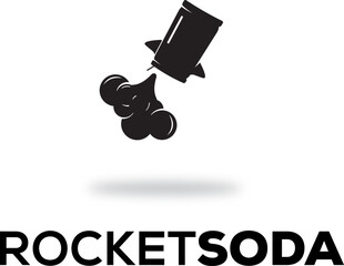 simple black silhouette cartoon trash or can soda explosure like rocket logo design