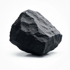 Obraz premium Isolated meteorite fragment on transparent background. Dark rock stone piece, extraterrestrial origin. Generative AI image of space debris, iron ore mineral for education or sci-fi projects.